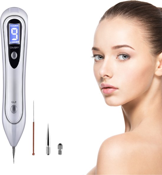 Laser Plasma Pen - Wit - Blauw Licht - Huidverzorging - Gezicht - Huid - Donkere Vlekken - Sproeten - Pigmentvlekken - Wratten - Tattoo - Moedervlekken - Verwijderaar - Schoonheid - Huidverjonging