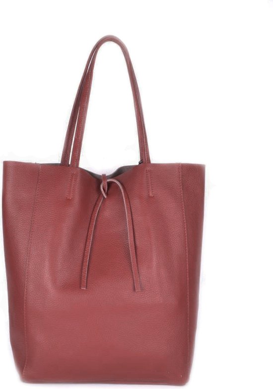 Cabas en Cuir Rouge Foncé - Made in Italy