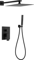 WEBO Rio Vierkant regendoucheset - Inbouw - Mat Zwart - Doucheset - 20cm - Stortdouche - Complete doucheset - Handdouche