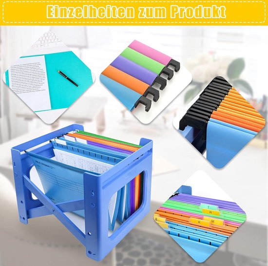 MIVIDE 25 Stuks Hangmappen A4 - Plastic PVC Voor Archiefkast - Met Tabs Voor Kantoor, School, Thuis, Werk (5 Kleuren