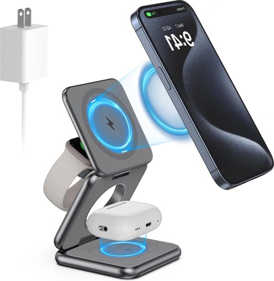 Ag Safe Chargeur Agnétique Sans Fil Avec Support, 15 W, Copatible