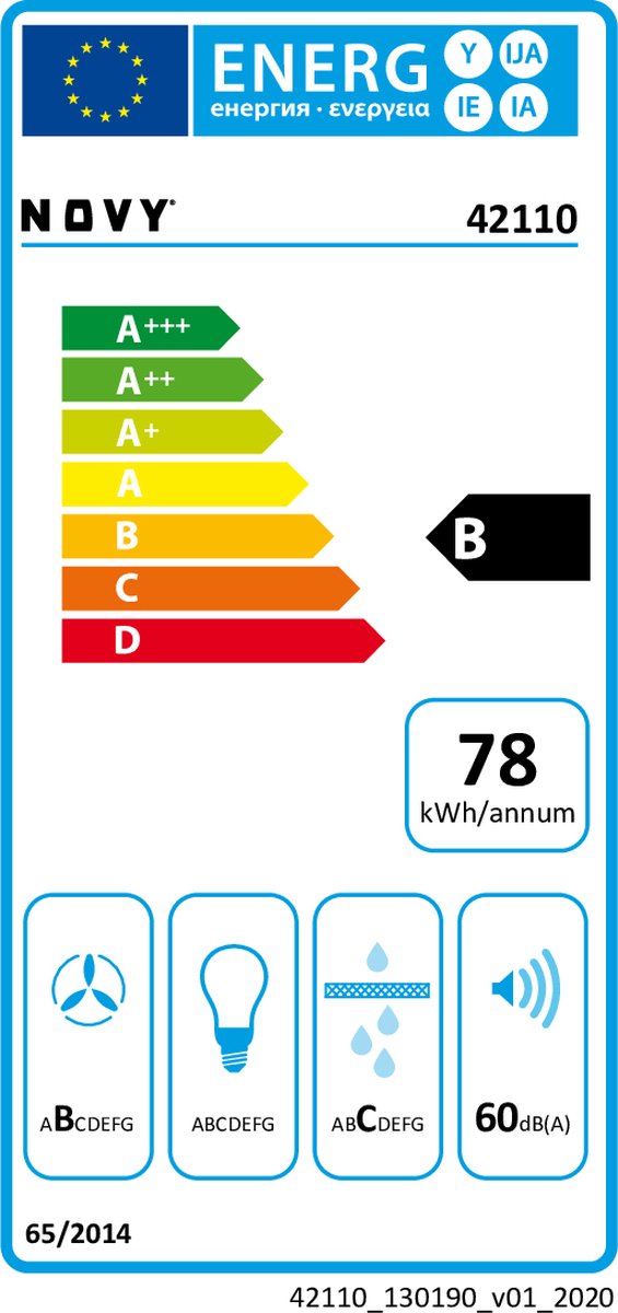 NOVY 42110 kookplaat Zwart Ingebouwd 118 cm Inductiekookplaat zones 4 zone(s) Inbouw afzuigkap