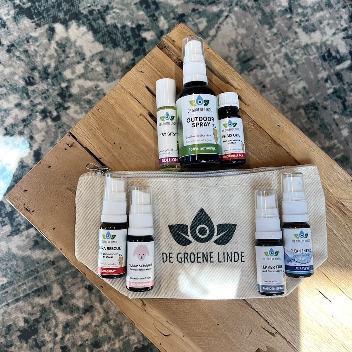 Goedkoopste Groene Linde - Happy Travel Bag Kids - EHBO olie - Outdoor spray - Etherische olie - Clean Energy