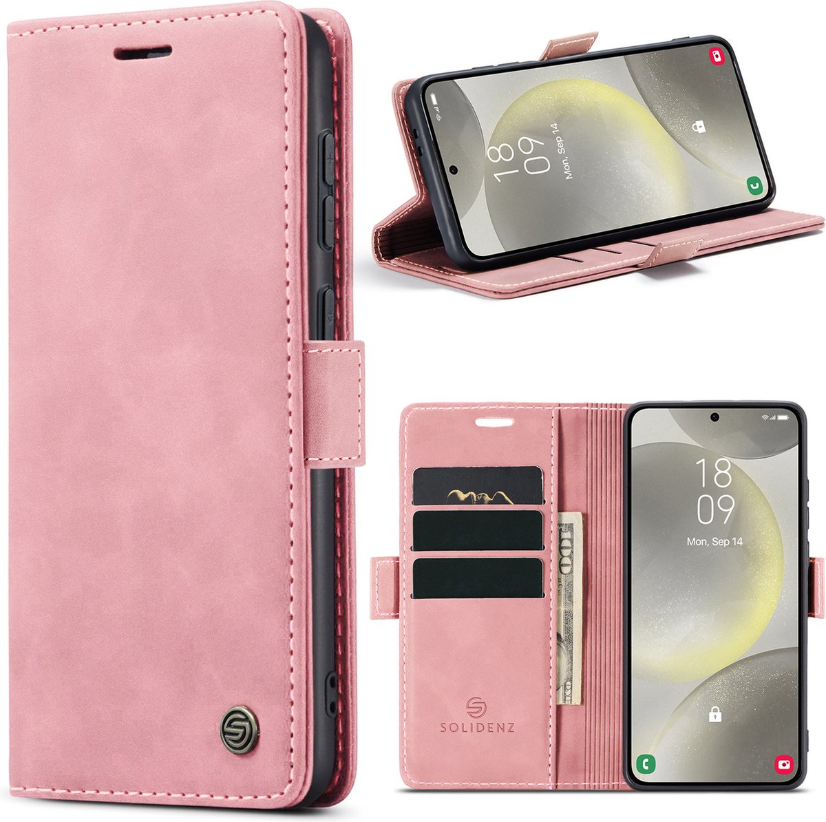 Solidenz Hoesje - Geschikt voor Samsung Galaxy S24 - Urban Book - Roze