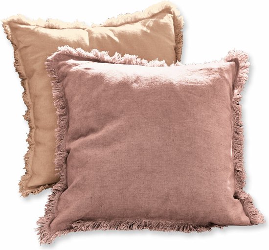 LOBERON Housse de coussin lot de 2 Quebo rose/orange