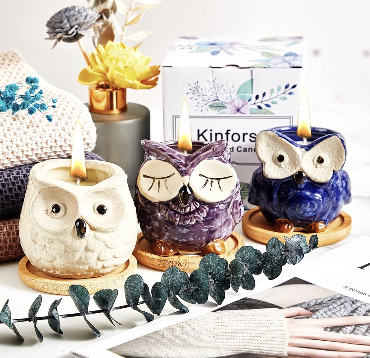 ADELEGOURDAIN Geurkaars cadeauset voor vrouwen | Sojawas, 4 potten, 160 uur brandtijd | Luxe kerst- en verjaardagscadeaus voor haar en moeder | aromatherapie huisgeur
