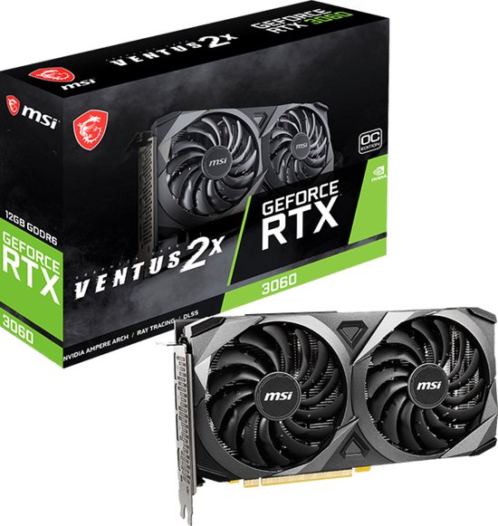 MSI GeForce RTX 3060 VENTUS 2X 12G OC – NVIDIA Videokaart – PCI Express 4.0 – DDR6- 1x HDMI 2.1 – 3x DisplayPort 1.4