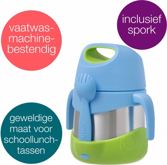 Pot à déjeuner isotherme b.box | Gobelet facile à ouvrir pour les tout-petits | Acier inoxydable à double paroi, garde les Nourriture jusqu'à 7 heures, au chaud jusqu'à 5 heures | 335ml/11