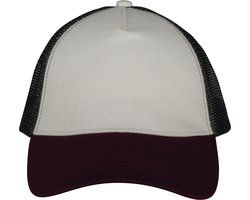Native Spirit Ecologische unisex truckerpet met 5 panelen NS035 - Ivory / Dark Cherry / Organic Khaki - One size