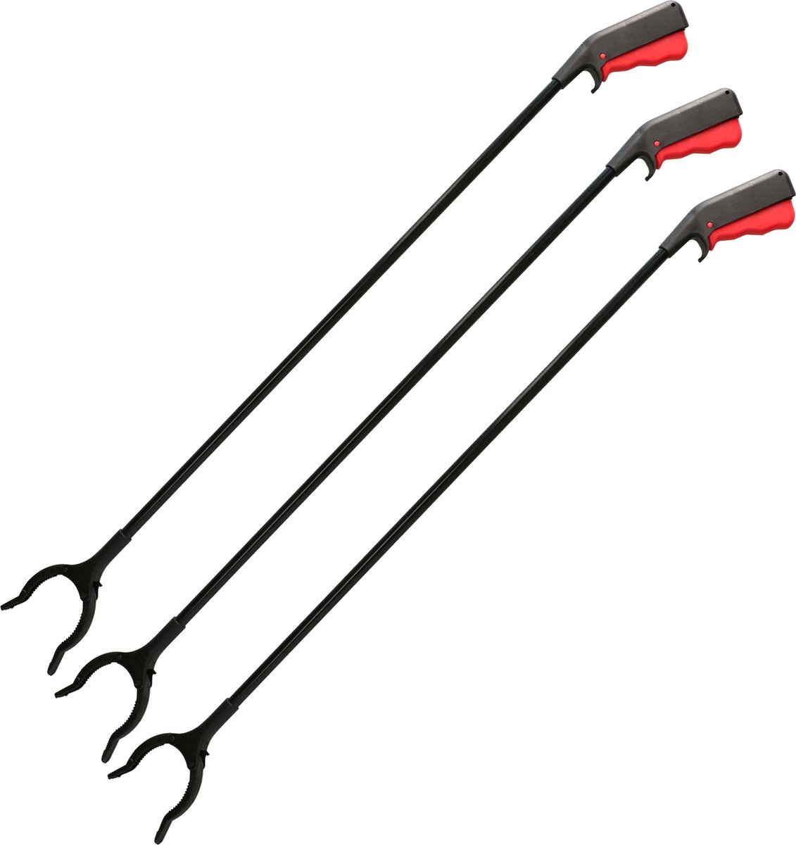 Goedkoopste Pakket van 3x stuks zwarte kunststof afvalgrijpers 82,5 cm - Vuilnis opruimen - Grijparmen/afvalgrijpers/vuilnisgrijpers zwart