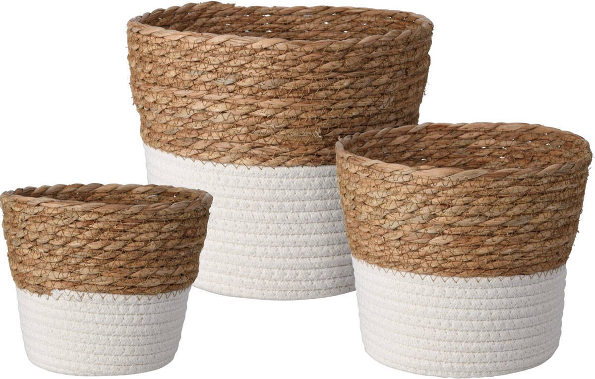 Rieten opbergmanden, set van 3 stuks