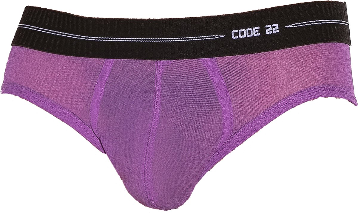 CODE 22 Sheer Mesh Brief Grape - MAAT M - Erotisch Heren Ondergoed - Slip voor Man - Sexy mannen Slip