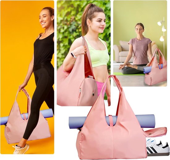 SIVENKE Sporttas voor dames, yogatas met schoenenvak en nat vak, reistas, draagtas voor yogamatten, vrije tijd, handtas, zwemtas, gymtas voor dames en heren, legergroen