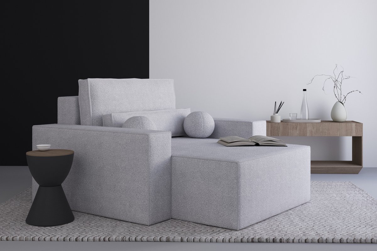Denver chaise longue van bouclé Elegante en comfortabele chaise longue voor in de woonkamer, chaise longue, chaise longue van bouclé - Hoogwaardige materialen, modern design en ultiem comfort - Lichtgrijs (Anthology 15)