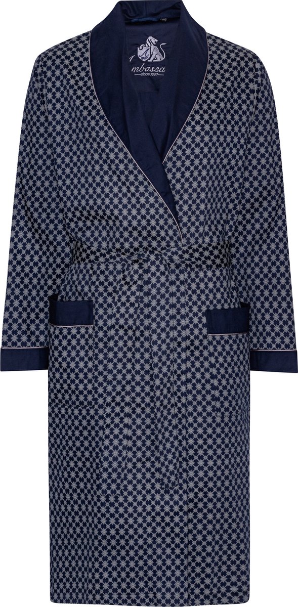 Ambassador 1867 Kamerjas - Luxe Dunne Katoenen Ochtendjas - Model Megeve - Kleur Donkerblauw - Maat Extra Extra Large