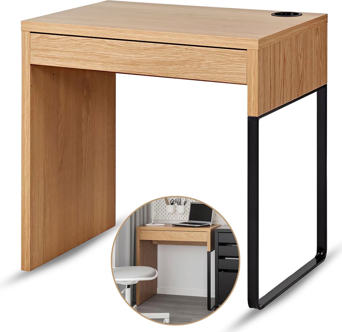 MICKE bureau, effet chêne blanchi, 105x50 cm