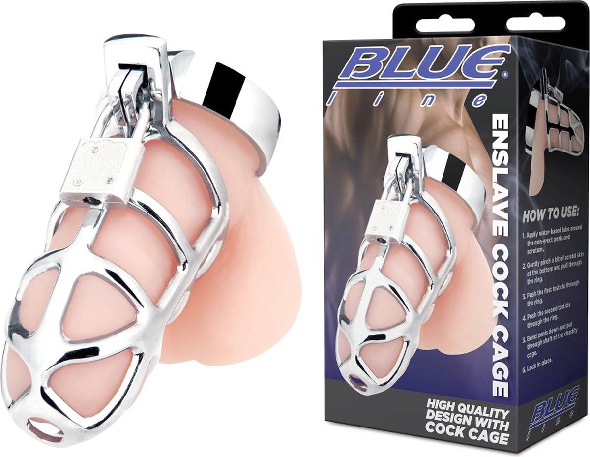 Goedkoopste Blueline - Enslave Cock Cage Kuisheidskooi - Zilverkleurig