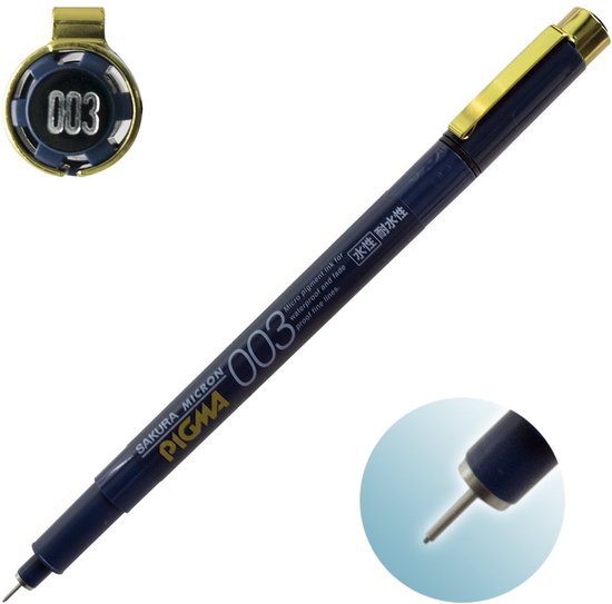 Sakura Pigma Micron Fineliner Black Ink 003 / 0.15mm Blue / Black & Gold Limited Edition