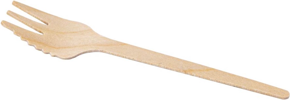 FSC houten snackvork met snijrand 140mm - 100 stuks