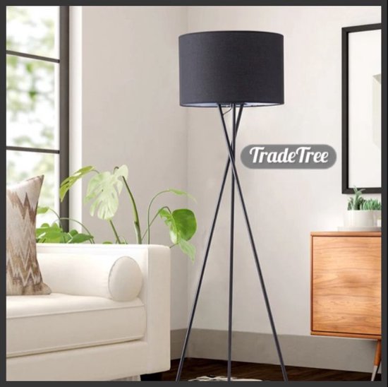 Foto: Ambient round lighting with black fabric led remote control floor lamp living room tripod design sofa side standing lamps bedroom corner light home decoration floor light