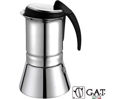 G.A.T. Italia Thema Inductie Moka Percolator RVS 4 kops - 200ml - Made in Italy