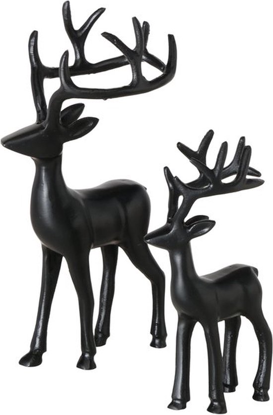 Rendier zwart Thielo , set van 2 stuks in aluminium. Boltze