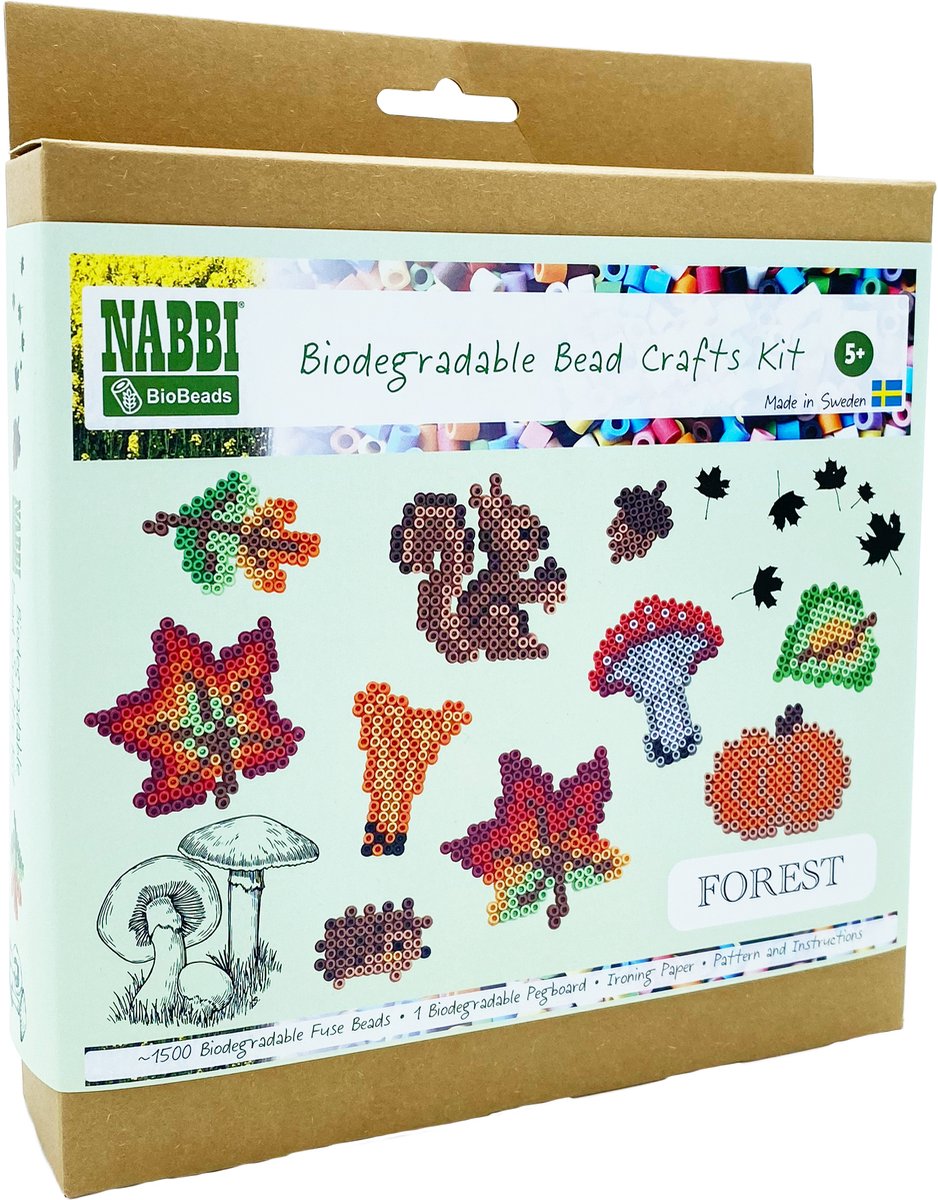 Nabbi BioBeads strijkkralen compleet doosje - Forest (Plasticvrij)