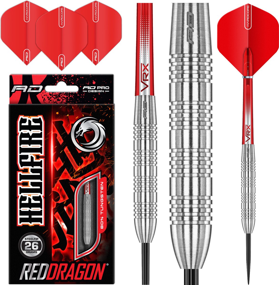 RED DRAGON - Hell Fire B: Steeltip Tungsten Dartpijlen Professioneel - 26 gram
