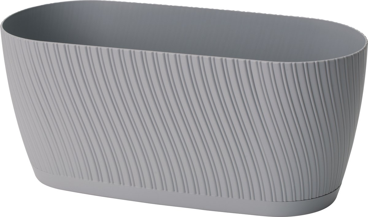 Form-Plastic - Bloempot / plantenbak / Langwerpige bloempot met schoteldoos - Grijs - 27cm / 2,65L