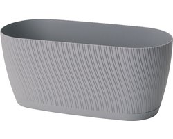 Form-Plastic - Bloempot / plantenbak / Langwerpige bloempot met schoteldoos - Grijs - 27cm / 2,65L