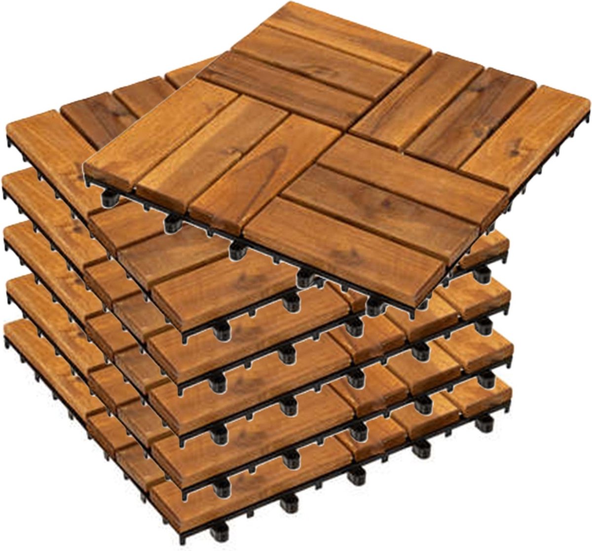 Hesperide Tuintegel/balkon terrastegels - 36 stuks - acacia hout kleur - kunststof - 30 cm - vlonder - klikbaar to connect
