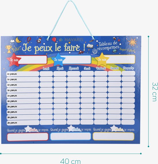 Navaris Tableau de Récompense pour Enfants - Tableau Magnétique