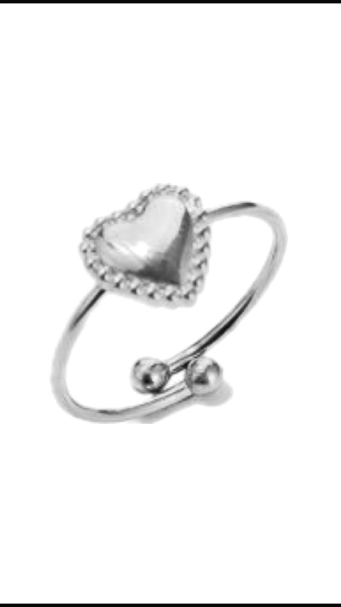 Sweet 7 - hartvormige zilveren stainless steel ring