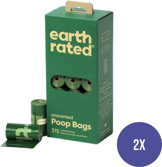 Foto: Earth rated eco poepzakjes geurloos 21 x 15 zakjes 630 stuks 2 stuks voordeelverpakking