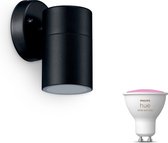 Bol.com Philips Hue Kylis Wandlamp voor Buiten Neerwaarts (Zwart) - Buitenlamp - GU10 - Wit en Gekleurd Licht - Hue White and Co... aanbieding