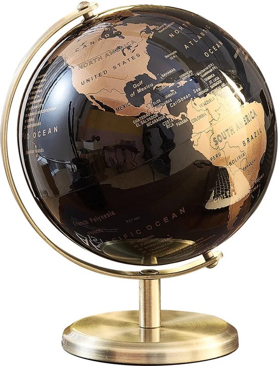 Foto: Retro globe zwart goud wereldbol bureaudecoratie antieke wereldbol thuisdecoratie educatief cadeau desktop decoratie wereldkaart klassieke globe kantooraccessoire stijlvolle globe