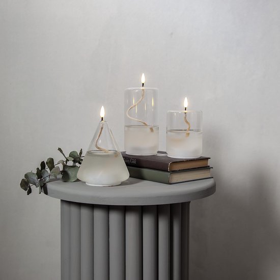 Star Trading Flame Float, glas, transparante was, olielamp ontwerp, warm wit, LED, timer, 13 cm van Star Trading — afbeelding 3