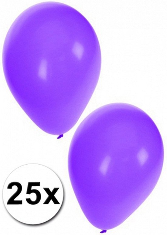 Twee paarse ballonnen met '25x' label.