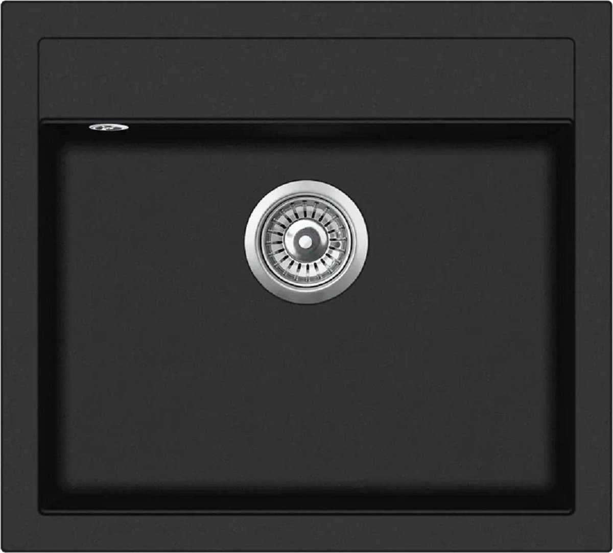 GURARI Spoelbak SQQ100 - 601 W., (1 st), granieten inbouw gootsteen zwart metallic