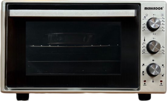 Foto: Merkador vrijstaande oven 40 liter 1300 watt hetelucht eenvoudig te reinigen ge mailleerde binnenruimte grijs mini oven