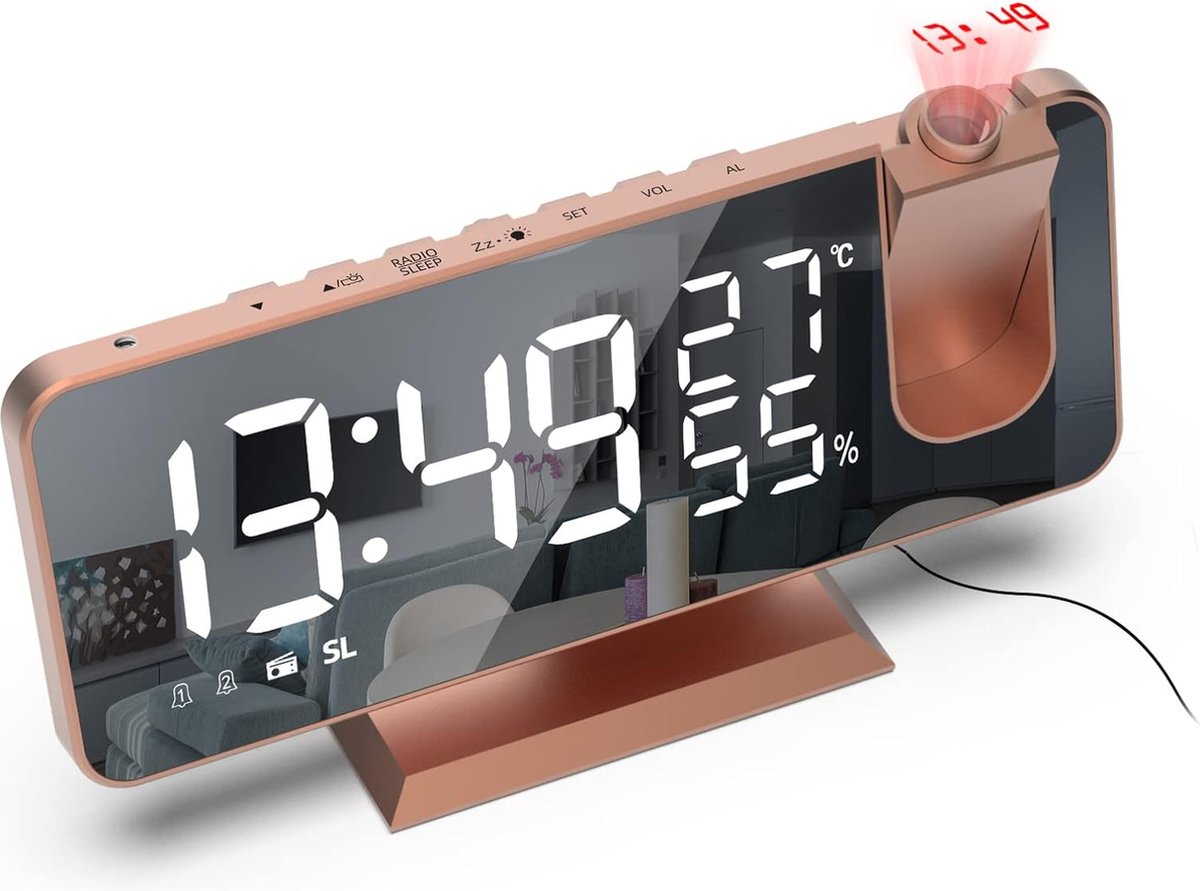 Solacis Wekkerradio Met Projectie - Wekkerradio - Digitale wekker - Wekkerradio kinderen - Wekker met projectie op plafond - Must have!