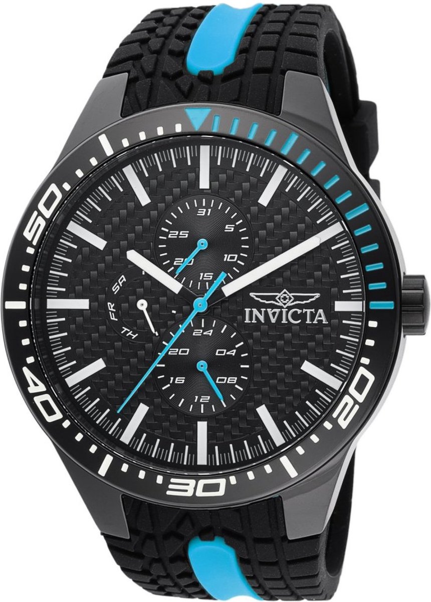 Invicta Racing 47555 Heren Horloge - Waterdicht - Analoog - Quartz Uurwerk - Roestvrij Staal met zwarte Wijzerplaat - 46mm