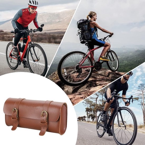 Sac de guidon de velo en cuir impermeable Portable sac a bandouliere retro leger pour. bol