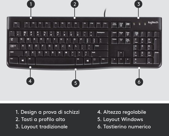 Logitech K120 - Bedraad Toetsenbord - QWERTY ISO - Zwart