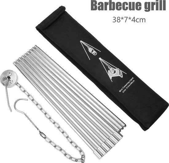 Grillaccessoires - Statief voor Outdoor Camping Barbecue - Draagbare Pannenlap - Aluminium Kookgerei Accessoires - Hangend Kookgerei - Camping Koken in de Open Lucht — afbeelding 5