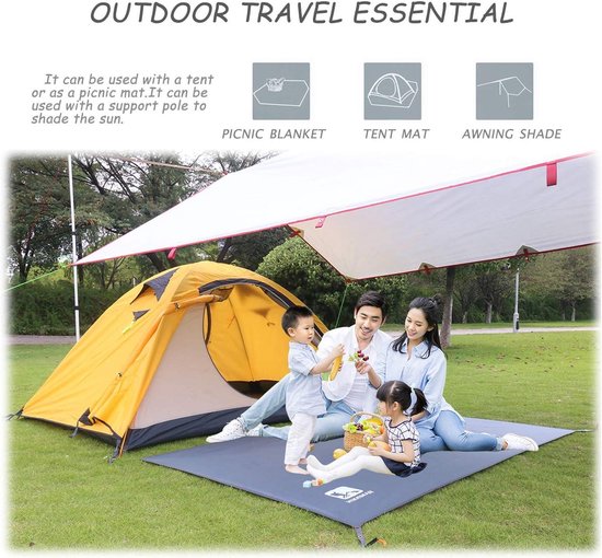 Tentzeil, veelzijdig kampeertentzeil, waterdichte tentonderlegger, kampeertentzeil, luifelkleed, verschillende maten voor kamperen, wandelen, picknicken (90 x 210 cm) — afbeelding 4