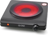 Bol.com TZS First Austria Elektrische Kookplaat 1250W - Vrijstaand Kookplaat 1 Pits - Zwart aanbieding