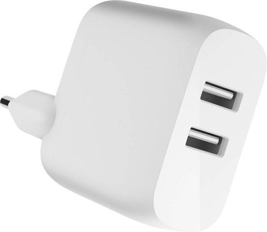 Chargeur universel 2 ports Belkin Boost Charge pour la maison - 4,8 A - Argenté, Blanc