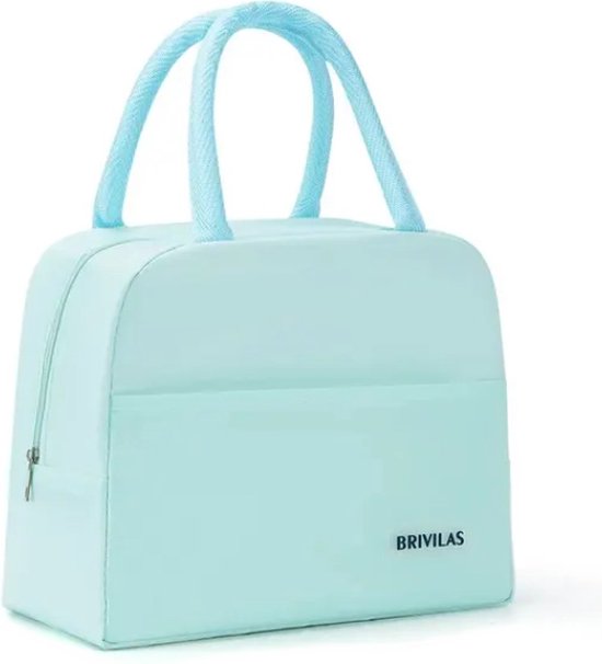 Foto: Koeltas pastel blauw lunchtas polyester nylon 23 x 17 x 11 cm fashion favorite