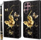 Cityhoesje.nl-Bookcase geschikt voor Samsung Galaxy S22 Ultra–Print–Golden Butterflies